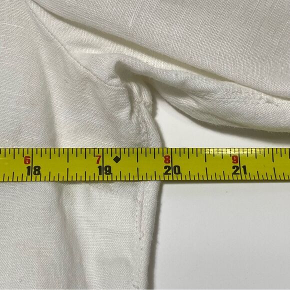 Promod White Linen Embroidered Long Bell Sleeve Top Tunic Women's Size Medium - Picture 14 of 16